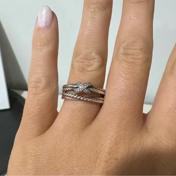 David Yurman
 X CROSSOVER BAND RING
Sterling Silver with Diamonds, 6mm - Picture 3 of 5